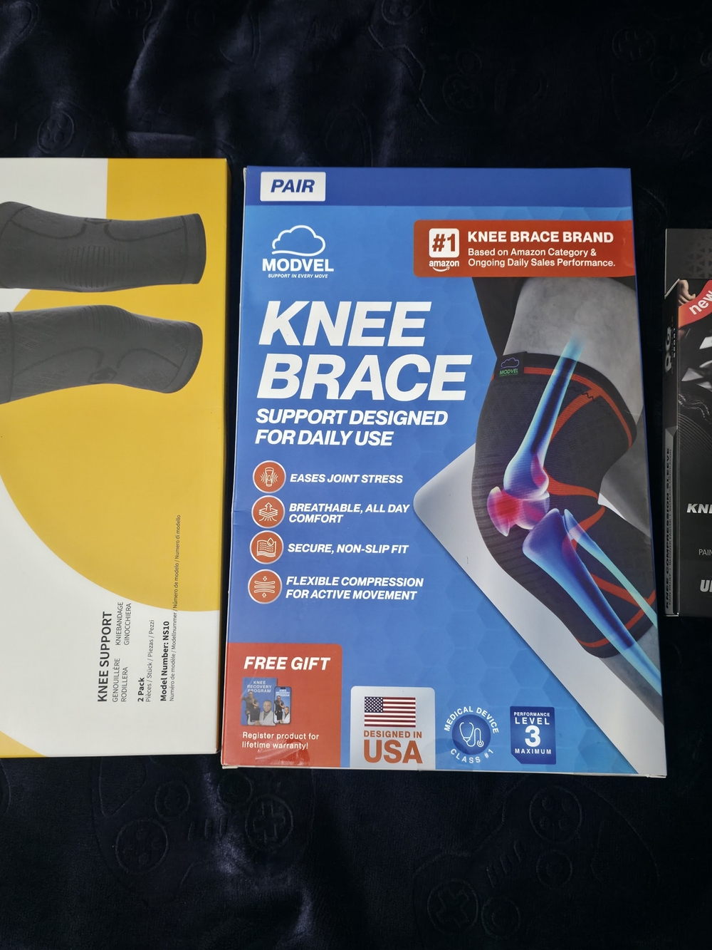 Men's Knee Brace - Black/Blue Support Sleeve